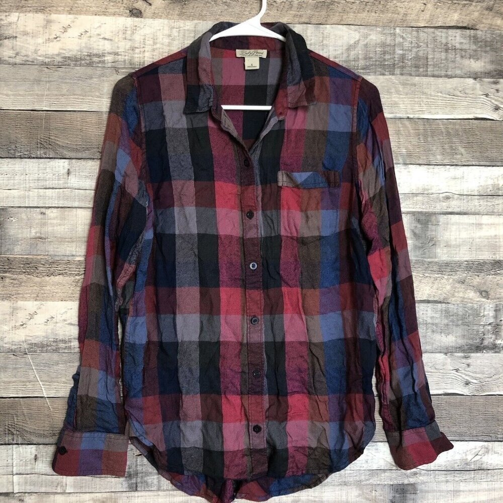 Lucky Brand Bungalow Red & Blue Plaid Button Down Flannel Small